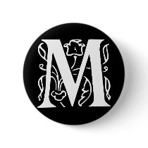 Fancy Letter M Pinback Button