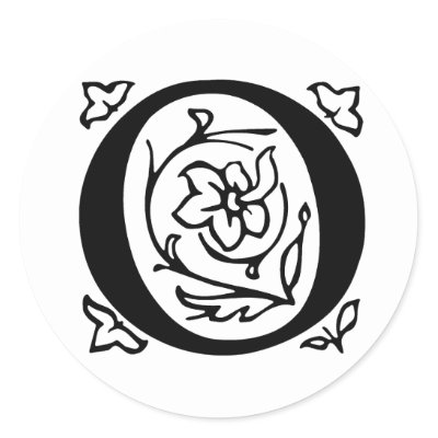 Fancy Letter O Round Sticker by opheliasart