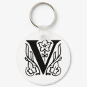 Fancy Letter V keychains