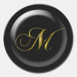 Fancy M Monogram Round Stickers