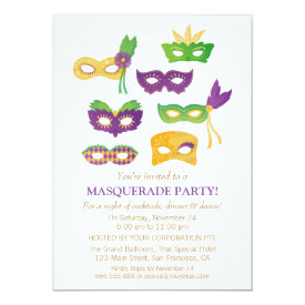 Fancy Mardi Gras Masquerade Party Invitations