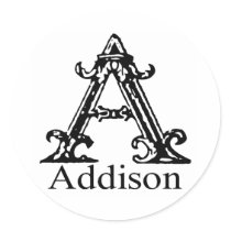 Fancy Monogram: Addison Round Stickers
