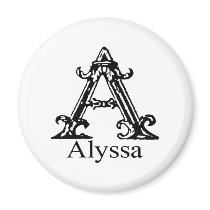Fancy Monogram: Alyssa Refrigerator Magnet