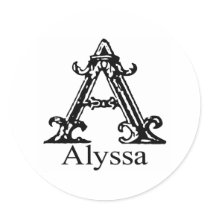 Fancy Monogram: Alyssa Round Stickers