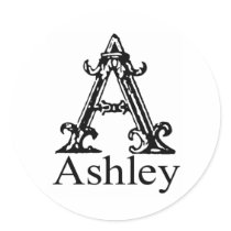 Fancy Monogram: Ashley Round Stickers
