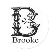 Fancy Monogram: Brooke Round Stickers