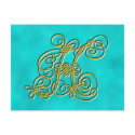 Fancy Monogram Letter H, Customize Color postcards