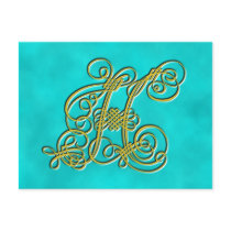 Fancy Monogram Letter H, Customize Color postcards by beverlytazangel Fancy Monogram Letter H, Customize Color postcards