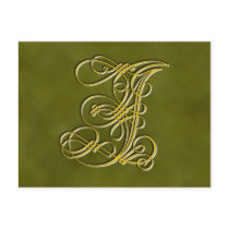 Fancy Monogram Letter I, Customize Color postcards