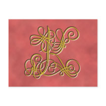 Fancy Monogram Letter K, Customize Color postcards by beverlytazangel Fancy Monogram Letter K, Customize Color postcards