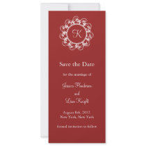 Fancy Monogram Save the Date (red) Invitations