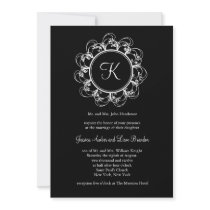 Fancy Monogram Wedding Invitation (black)