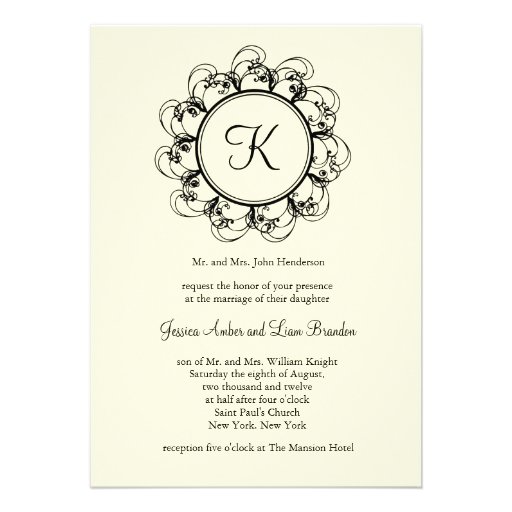Fancy Monogram Wedding Invitation (off white)