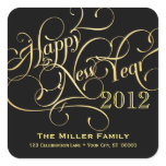 Fancy New Year Address Stickers - Square stickers