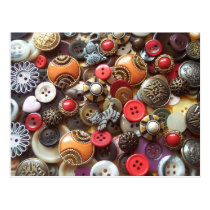 Fancy Orange Buttons and Kitty Buttons postcards