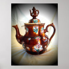 Fancy Ornate Antique English Teapot Coffee Pot Poster