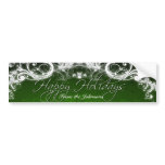 Fancy Ornate Scroll in Emerald Green Wine Label Bumper Stickers