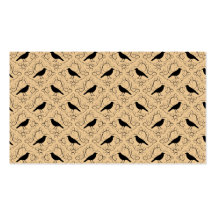 Fancy Pattern with Crows. Black and Beige. Business Card Template
