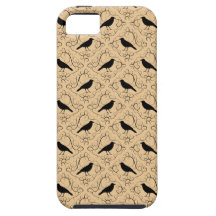 Fancy Pattern with Crows. Black and Beige. iPhone 5 Cases