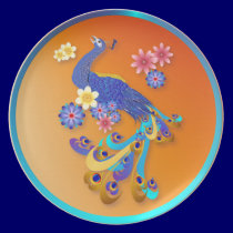 Fancy Peacock and Flowers Plate plates