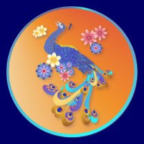 Fancy Peacock and Flowers Stickers stickers