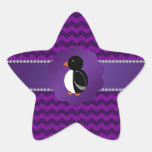 Fancy penguin purple chevrons sticker