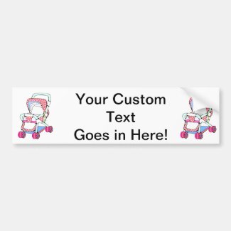 Fancy pink baby stroller graphic bumper stickers