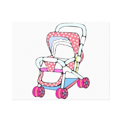 Fancy pink baby stroller graphic gallery wrap canvas