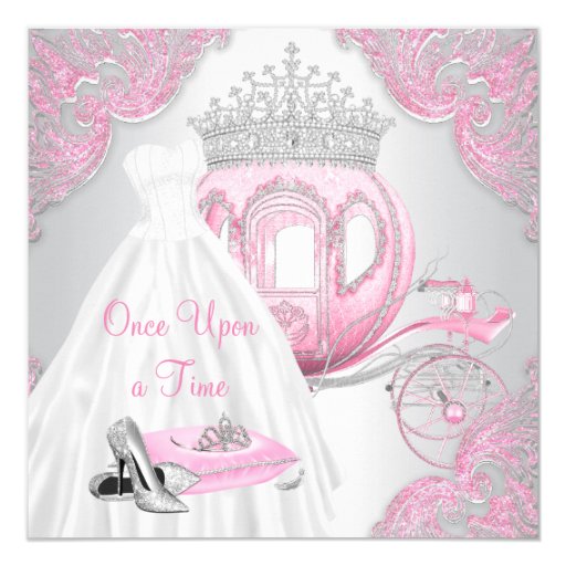 fancy pink cinderella princess birthday party card zazzle unique princess invitations