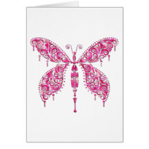 Fancy Pink Multicolored Butterfly Card