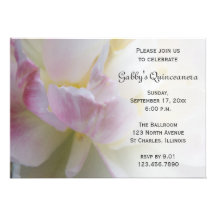 Fancy Pink Tulip Quinceanera Invitation