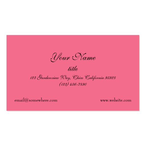Fancy Pink Victorian Style Vintage Business Card (back side)