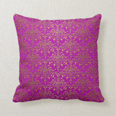 Fancy Purple and Gold Damask Pattern Pillows