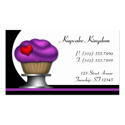 Fancy Purple Cupcake Pedestal Business Cards (front side)