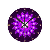FANCY PURPLE  FLOWER CLOCK