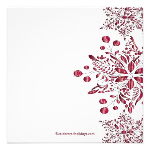 Fancy Red Jewel Snowflakes Holiday Party Personalized Invites