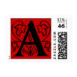 Fancy Red Letter A Postage Stamps