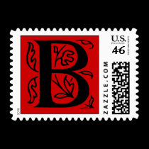 Fancy Red Letter B Postage Stamps