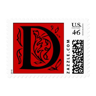 Fancy Red Letter D Postage Stamps by oph3lia