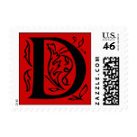 Fancy Red Letter D Postage Stamps