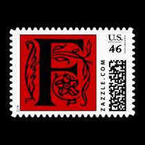 Fancy Red Letter F Postage Stamps