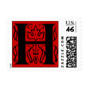 Fancy Red Letter H Postage Stamps by oph3lia Fancy Red Letter H Postage Stamps