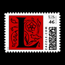 Fancy Red Letter L Postage Stamps stamps