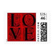 Fancy Red Letter Love Postage Stamps