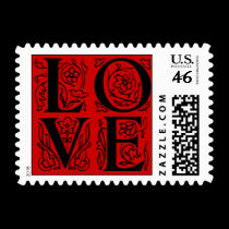Fancy Red Letter Love Postage Stamps stamps