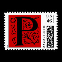 Fancy Red Letter P Postage Stamps stamps