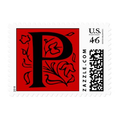 Fancy Red Letter P Postage Stamps by oph3lia
