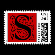 Fancy Red Letter S Postage Stamps