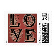 Fancy Red Letters Love Postage Stamps stamp