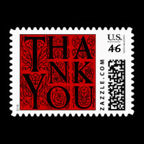 Fancy Red Thank You Postage Stamps